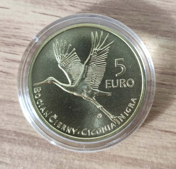 Pièce 5€ Slovaquie 2023 UNC – La cigogne noire